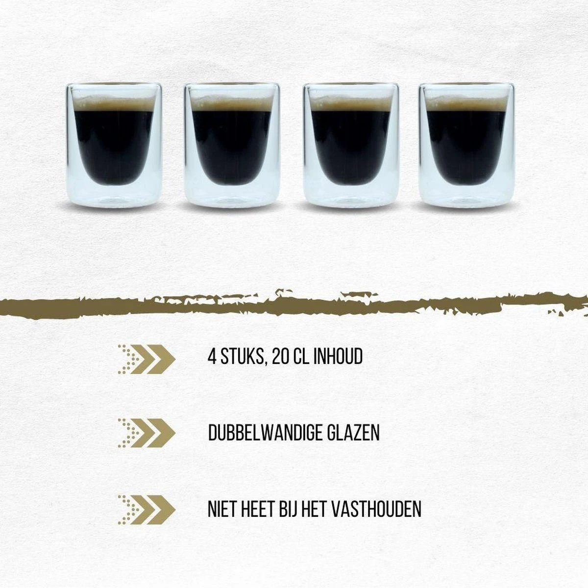 Orange85 Espresso Glazen - Set Van 4 - Kopjes - Dubbelwandig - Glas - 80ml - 5.5 X 7.5 Cm - Koffiekopjes 4 Orange85 Espresso Glazen - Set Van 4 - Kopjes - Dubbelwandig - Glas - 80ml - 5.5 X 7.5 Cm - Koffiekopjes - Afbeelding 2