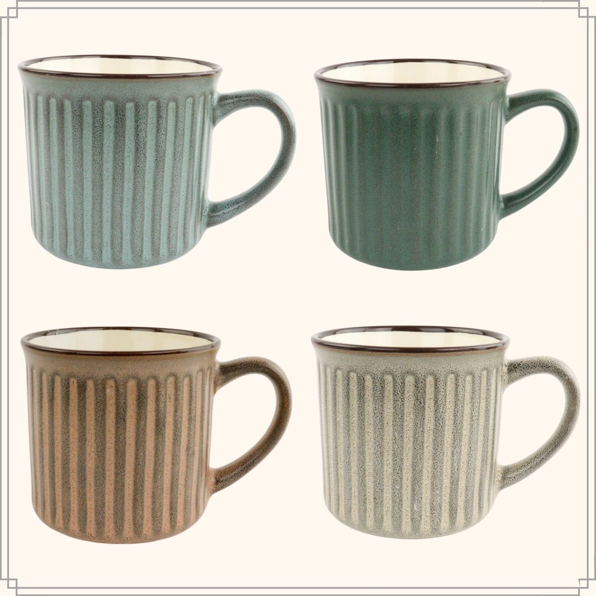 OTIX Koffiekopjes - Met Oor - Set Van 4 - Aardewerk - 200 Ml 4 OTIX Koffiekopjes - Met Oor - Set Van 4 - Aardewerk - 200 Ml - Afbeelding 2