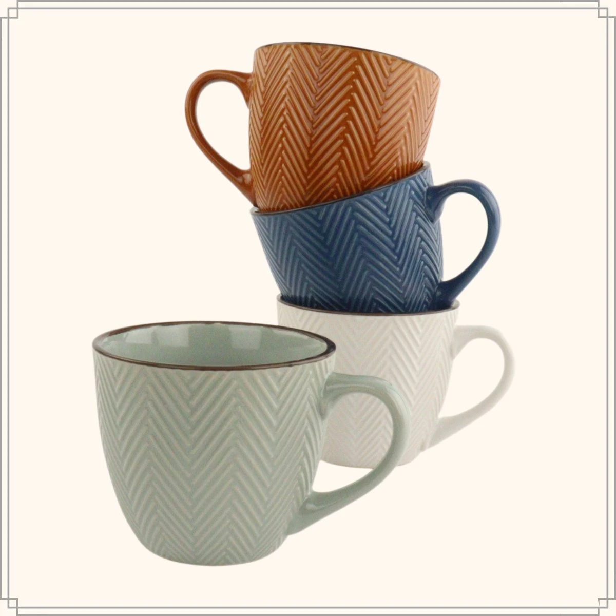 OTIX Koffiekopjes - Met Oor - Set Van 4 - Verschillende Kleuren - Aardewerk - 250 Ml 10 OTIX Koffiekopjes - Met Oor - Set Van 4 - Verschillende Kleuren - Aardewerk - 250 Ml - Afbeelding 8