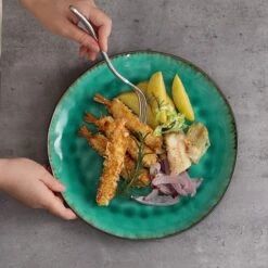 Merkloos Combiservies, 24-delig Coco Tafelservies Van Aardewerk, Raku Glazuur Effect Serviesset, Bevat Mueslikommen, Dessertborden En Dinerborden Voor 8 Personen In Vintage Look, Groen -Skimask 1200x1200 3298