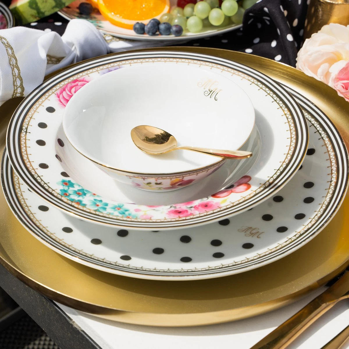 Melli Mello Nora Dots - Serviesset - Complete Serviesset 6 Personen - Bloemen - Stippen 4 Melli Mello Nora Dots - Serviesset - Complete Serviesset 6 Personen - Bloemen - Stippen - Afbeelding 2