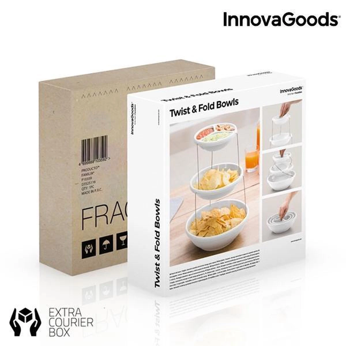 InnovaGoods Draaibare Opvouwbare Kommenset 4 InnovaGoods Draaibare Opvouwbare Kommenset - Afbeelding 2