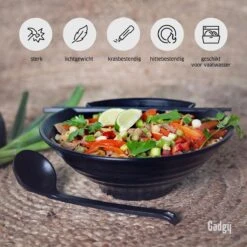 Gadgy Noodle Kom Set - 2 Kommen, 2 Paar Eetstokjes En 2 Lepels - Noodle Bowl - Japans Servies -Skimask 1200x1200 3573