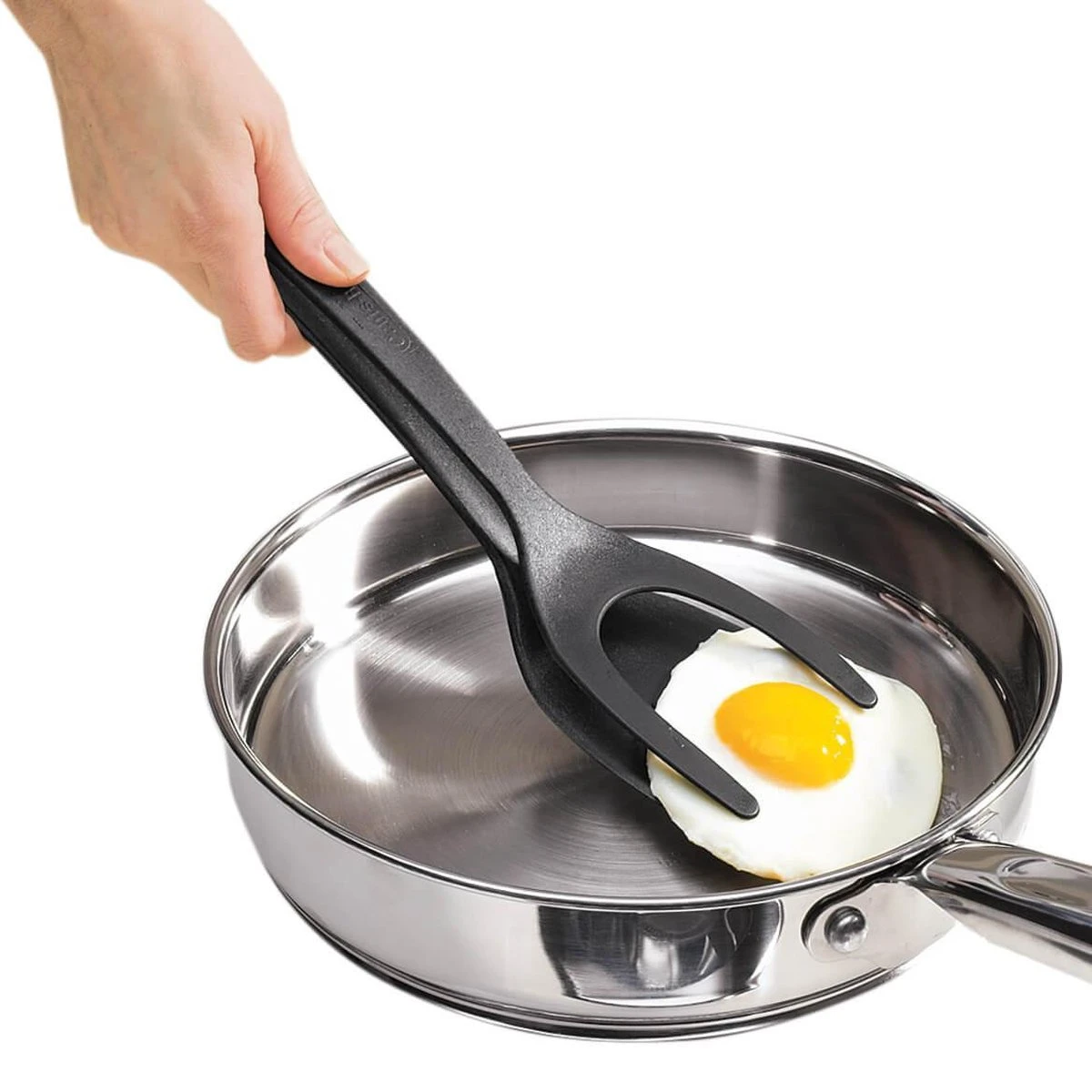 Merkloos Spatel En Keukentang In één - Handig Voor Omdraaien Van Gebakken Eieren, Hamburgers En Pannenkoeken - Zwart 3 Merkloos Spatel En Keukentang In één - Handig Voor Omdraaien Van Gebakken Eieren, Hamburgers En Pannenkoeken - Zwart