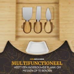 MM Brands Borrelplank - Tapasplank Met Kaasmesjes - Serveerplank - Bamboe - 32,7 X 32,7 Cm -Skimask 1200x1200 3876
