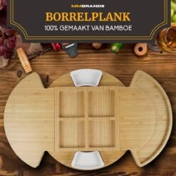 MM Brands Borrelplank - Tapasplank Met Kaasmesjes - Serveerplank - Bamboe - 32,7 X 32,7 Cm -Skimask 1200x1200 3877