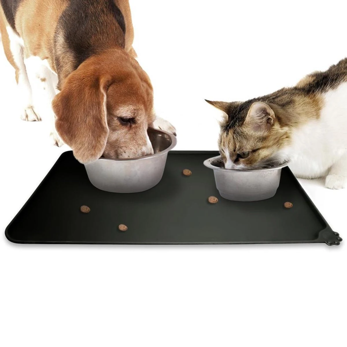 Merkloos Winkrs - Placemat Voor Voerbak Van Hond Of Kat Huisdieren - Zwart Siliconen Waterdicht - 30 X 48 Cm 3 Merkloos Winkrs - Placemat Voor Voerbak Van Hond Of Kat Huisdieren - Zwart Siliconen Waterdicht - 30 X 48 Cm