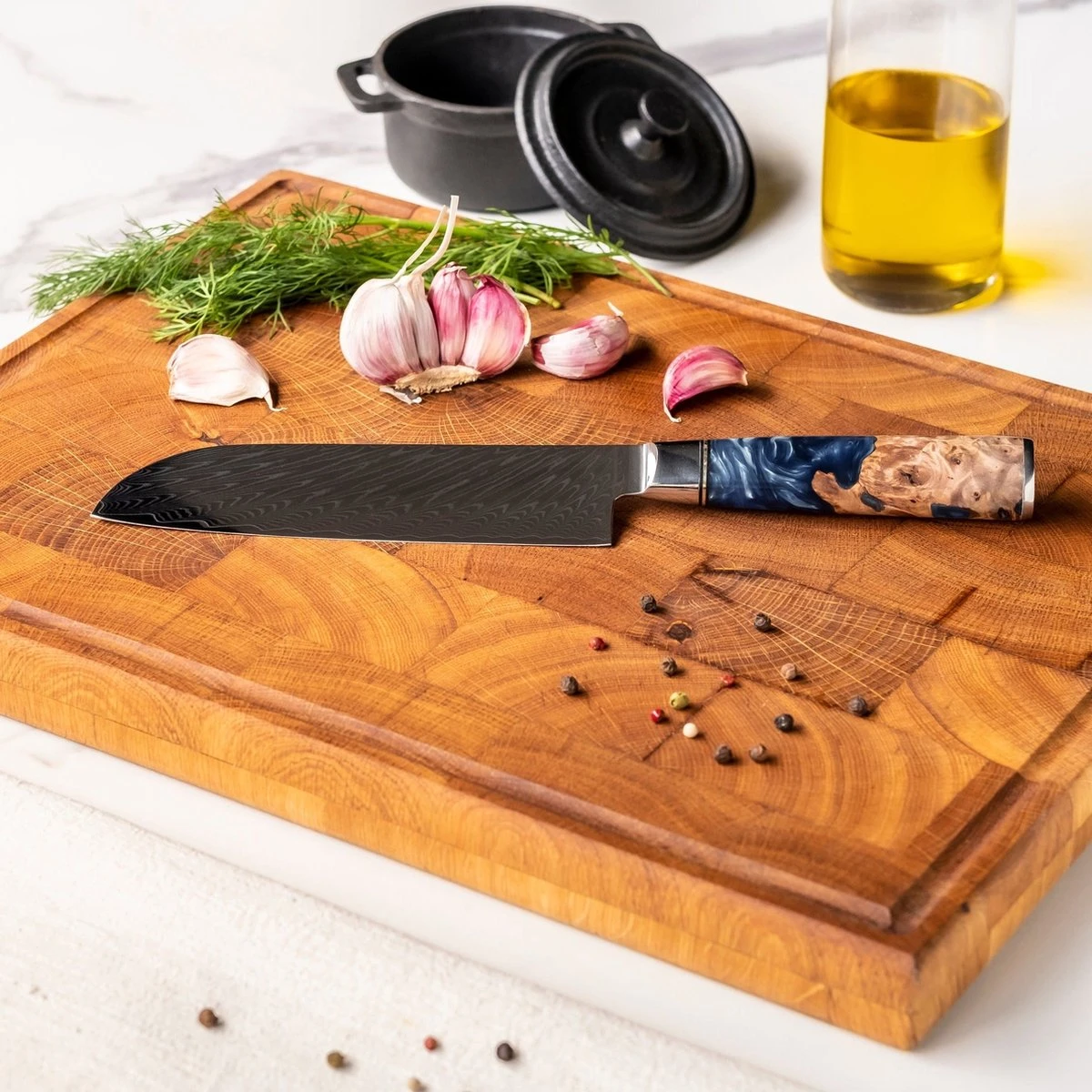 Shinrai Japan - Messenset - 6 Delig - Koksmes - Japanse Mes - Mes - Damast Epoxy Sapphire - Met Luxe Geschenkdoos 10 Shinrai Japan - Messenset - 6 Delig - Koksmes - Japanse Mes - Mes - Damast Epoxy Sapphire - Met Luxe Geschenkdoos - Afbeelding 8