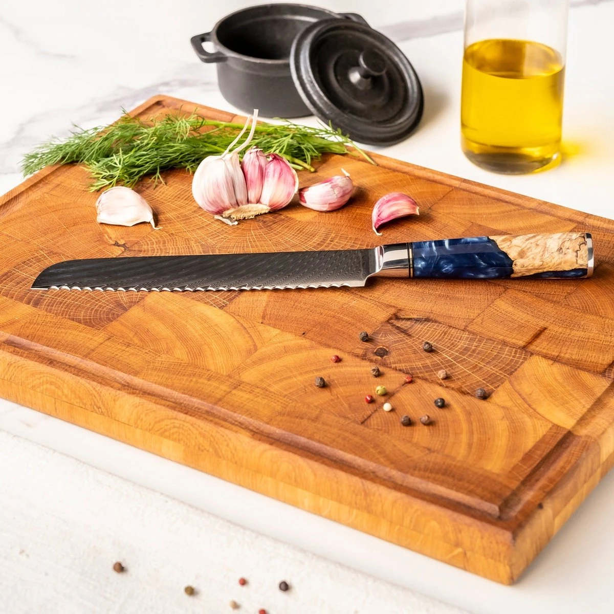 Shinrai Japan - Messenset - 6 Delig - Koksmes - Japanse Mes - Mes - Damast Epoxy Sapphire - Met Luxe Geschenkdoos 12 Shinrai Japan - Messenset - 6 Delig - Koksmes - Japanse Mes - Mes - Damast Epoxy Sapphire - Met Luxe Geschenkdoos - Afbeelding 10