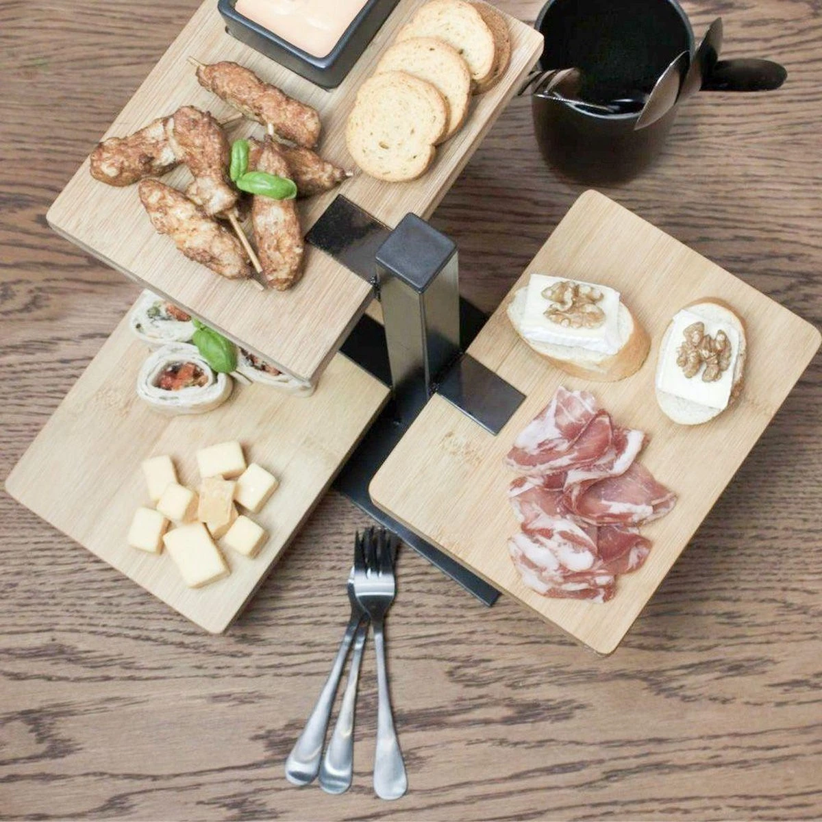 Gusta Serveertoren - 3 Bamboe Planken 9 Gusta Serveertoren - 3 Bamboe Planken - Afbeelding 7