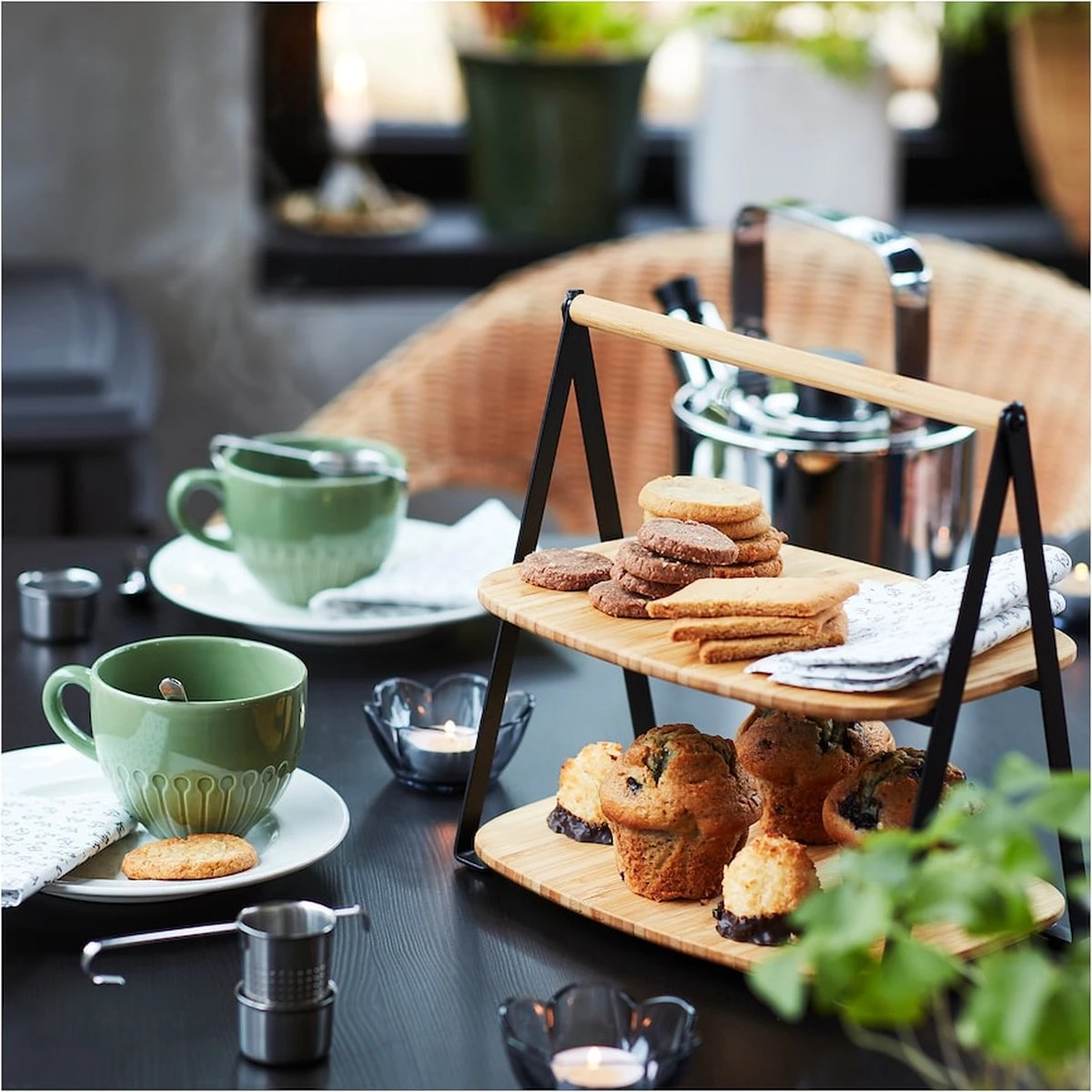 OMID HOME Bamboe Etagere 2-laags / High Tea Serveerplateau / Tapas Kaasplankje/ Borrelplank / 7 OMID HOME Bamboe Etagere 2-laags / High Tea Serveerplateau / Tapas Kaasplankje/ Borrelplank / - Afbeelding 5