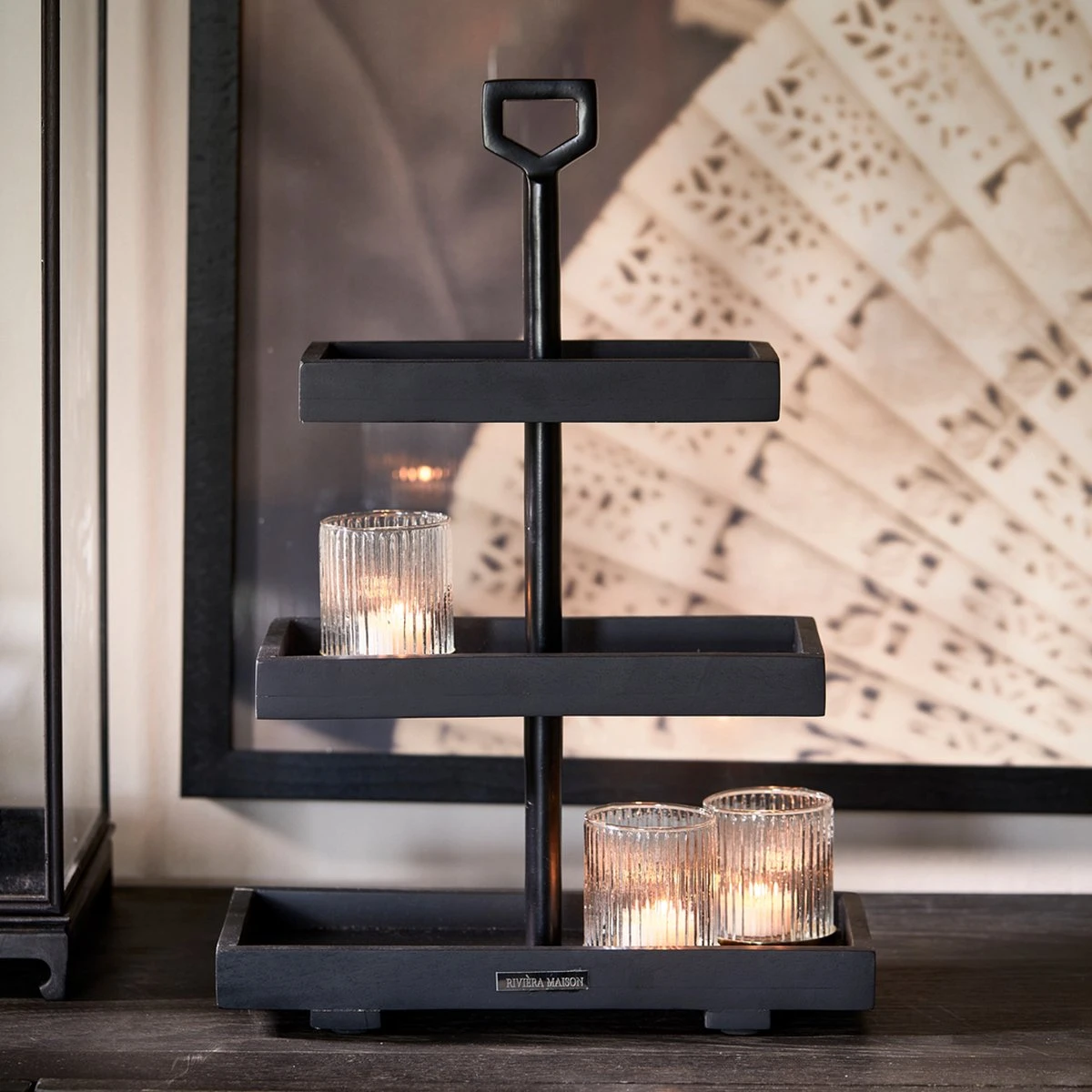 Riviera Maison Etagere 3 Laags - Boragen Etagère - Zwart - 3 Laags 4 Riviera Maison Etagere 3 Laags - Boragen Etagère - Zwart - 3 Laags - Afbeelding 2