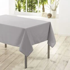 Merkloos Lichtgrijs Tafelkleed/Tafelzeil Van Polyester Met Formaat 140 X 250 Cm - Basic Eettafel Tafelkleden