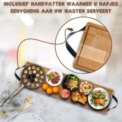 Tapasplank - Borrelplank - Serveerplank - Kaasplank - Hapjesplank - Inclusief Kaasmesjes - Inclusief Onderzetters - Taspasplank Bamboe - Tapas Servies - Inclusief Ebook - 70 Cm -Skimask 1200x1200 4300