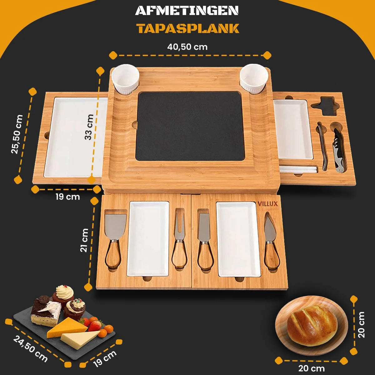 Tapasplank - Borrelplank - Serveerplank - Kaasplank - Hapjesplank - Inclusief Kaasmesjes - Taspasplank Bamboe - Borrelplank Rond - Inclusief Ebook - 41 Cm 8 Tapasplank - Borrelplank - Serveerplank - Kaasplank - Hapjesplank - Inclusief Kaasmesjes - Taspasplank Bamboe - Borrelplank Rond - Inclusief Ebook - 41 Cm - Afbeelding 6