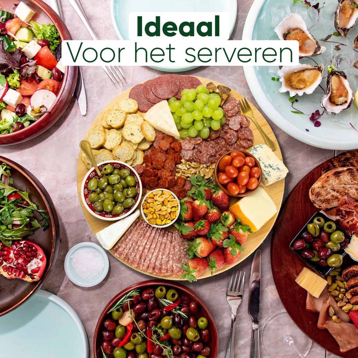 JoFlow Draaiplateau Of Borrelplank XL - Draaischijf – Draaischotel – 360 Graden Roterend Serveerbord Van Bamboe Hout – ⌀ 40CM 7 JoFlow Draaiplateau Of Borrelplank XL - Draaischijf – Draaischotel – 360 Graden Roterend Serveerbord Van Bamboe Hout – ⌀ 40CM - Afbeelding 5