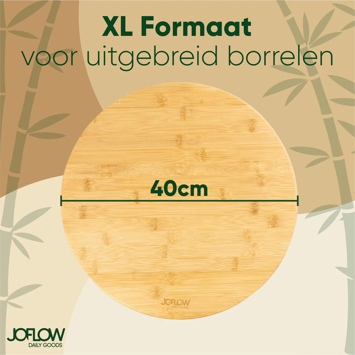JoFlow Draaiplateau Of Borrelplank XL - Draaischijf – Draaischotel – 360 Graden Roterend Serveerbord Van Bamboe Hout – ⌀ 40CM 13 JoFlow Draaiplateau Of Borrelplank XL - Draaischijf – Draaischotel – 360 Graden Roterend Serveerbord Van Bamboe Hout – ⌀ 40CM - Afbeelding 11