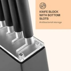 Klarstein Kitano 8-delige Messenset Met Blok - 7 Precisie Messen - Lemmeten Van Roestvrij Staal - Japans Design -Skimask 1200x1200 451