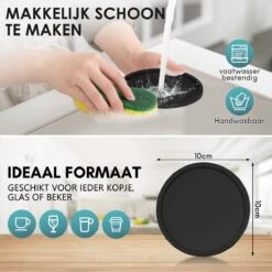 Siliconen Onderzetters Met Houder - 10 Stuks - Onderleggers Voor Glazen - Glasonderzetters Voor Op Tafel - Coasters - Zwart - Rond -Skimask 1200x1200 4550
