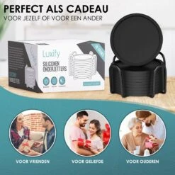 Siliconen Onderzetters Met Houder - 10 Stuks - Onderleggers Voor Glazen - Glasonderzetters Voor Op Tafel - Coasters - Zwart - Rond -Skimask 1200x1200 4551