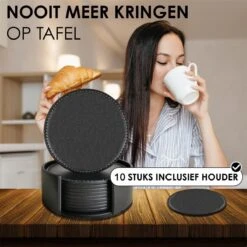 Luxe Leren Onderzetters Met Houder - 10 Stuks - Onderleggers Voor Glazen - Glasonderzetters Voor Op Tafel - Coasters - Zwart - Rond 15 Luxe Leren Onderzetters Met Houder - 10 Stuks - Onderleggers Voor Glazen - Glasonderzetters Voor Op Tafel - Coasters - Zwart - Rond -Skimask 1200x1200 4559