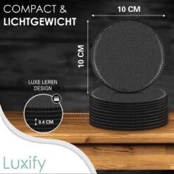 Luxe Leren Onderzetters Met Houder - 10 Stuks - Onderleggers Voor Glazen - Glasonderzetters Voor Op Tafel - Coasters - Zwart - Rond 18 Luxe Leren Onderzetters Met Houder - 10 Stuks - Onderleggers Voor Glazen - Glasonderzetters Voor Op Tafel - Coasters - Zwart - Rond -Skimask 1200x1200 4562