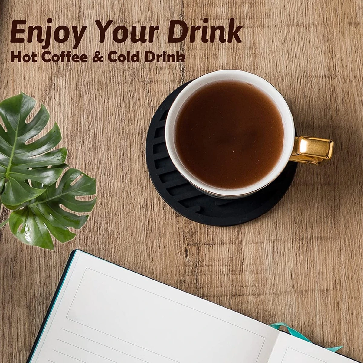 BOTC Siliconen Onderzetters Met Houder - Set Van 10 - Onderzettersset - Onderzetters Voor Glazen - Zwart 6 BOTC Siliconen Onderzetters Met Houder - Set Van 10 - Onderzettersset - Onderzetters Voor Glazen - Zwart - Afbeelding 4