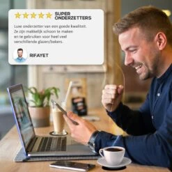 Easavida – Onderzetters Voor Glazen – 8 Stuks – Siliconen – Onderlegger – Inclusief Houder – Inclusief E-book – Zwart – Rond Design -Skimask 1200x1200 4588