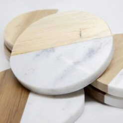 Onderzetter Rond Julia - Hout / Marmer | Onderzetter Voor Glazen | Set Van 6 -Skimask 1200x1200 4591