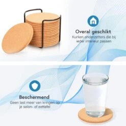 Kurken Onderzetters Voor Glazen Met Houder – Set Van 16 Kurken/Houten Onderzetters – Premium Kwaliteit – Anti-slip – Absorberend – Hittebestendig - Rond – Duurzaam/Milieuvriendelijk -Skimask 1200x1200 4594