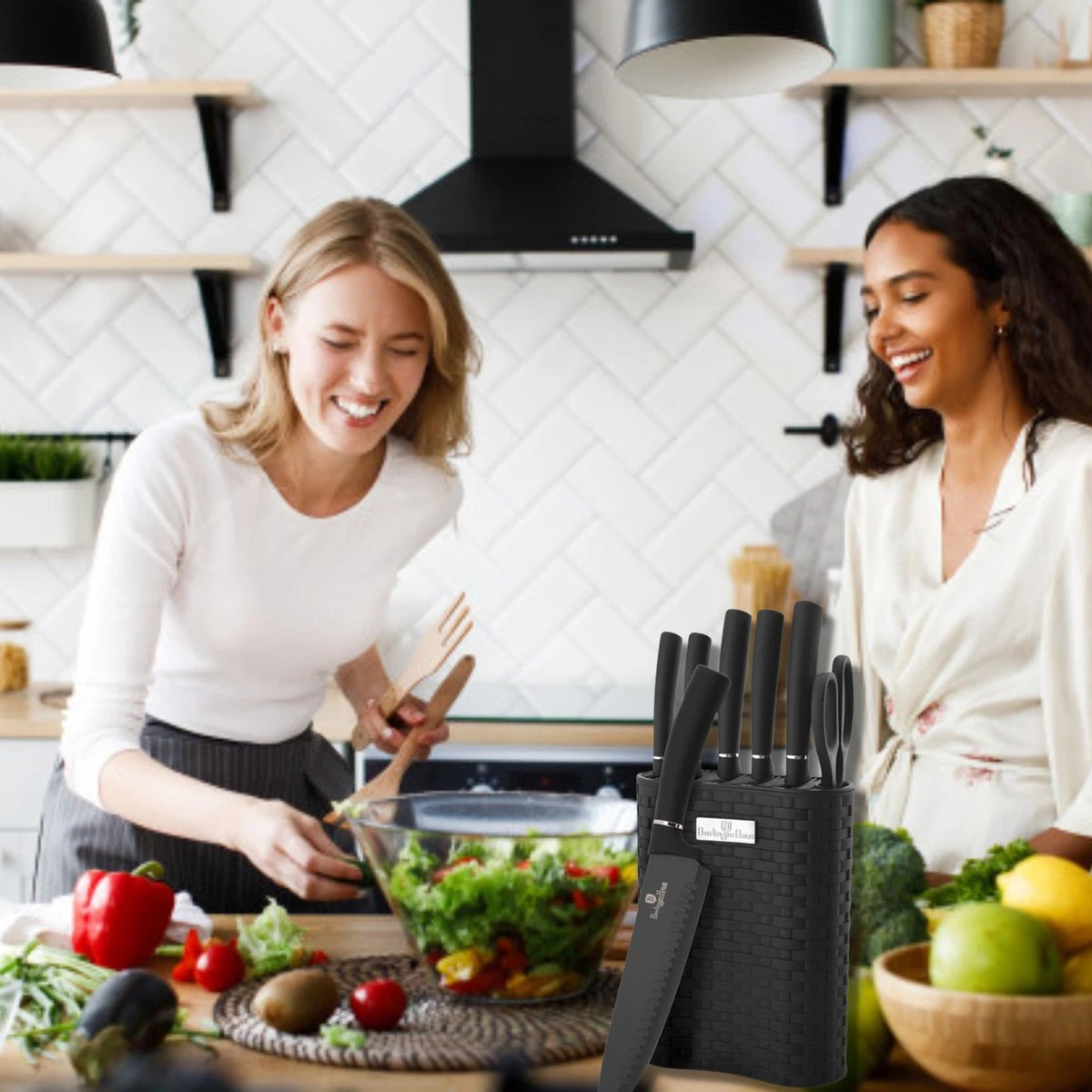 Berlinger Haus Messenset Met Messenblok - 7-delig - Zwart Met Zilveren Detail 6 Berlinger Haus Messenset Met Messenblok - 7-delig - Zwart Met Zilveren Detail - Afbeelding 4