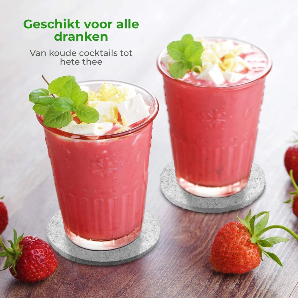 Soothe Onderzetters Voor Glazen - Vilt 10 Stuks – Lichtgrijs – Onderzetters Met Houder – Handgemaakt - Hittebestendig, Absorberend En Duurzaam 4 Soothe Onderzetters Voor Glazen - Vilt 10 Stuks – Lichtgrijs – Onderzetters Met Houder – Handgemaakt - Hittebestendig, Absorberend En Duurzaam - Afbeelding 2