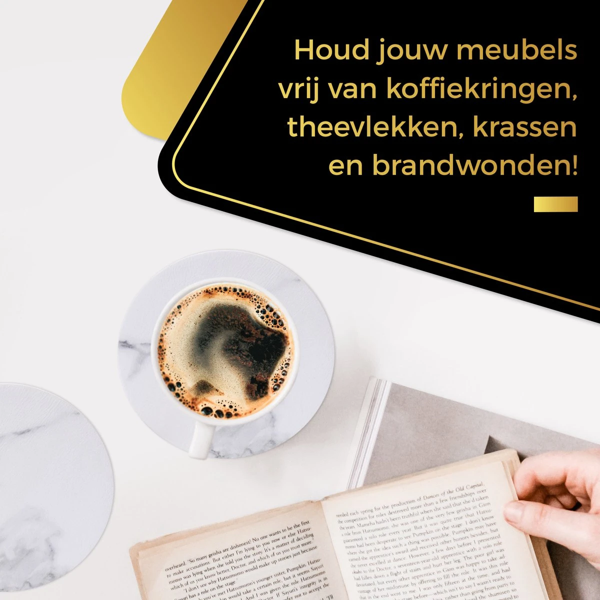 Onderzetters Voor Glazen Met Houder Swissl - Wit - Kunstleer - Marmeren Uitstraling 6 Stuks - Onderleggers 5 Onderzetters Voor Glazen Met Houder Swissl - Wit - Kunstleer - Marmeren Uitstraling 6 Stuks - Onderleggers - Afbeelding 3