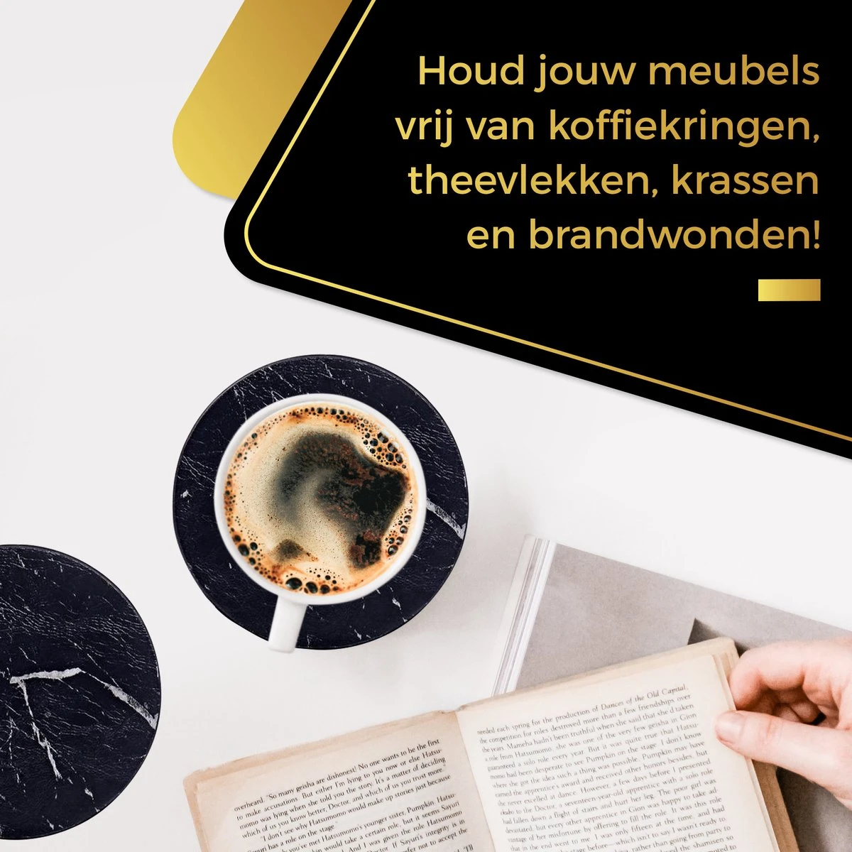 Swissl Leren Onderzetters - Marmer Onderzetters Voor Glazen - Kunstleren Onderleggers Met Houder - Glasonderzetters - Coasters – Zwart - Rond 6 Swissl Leren Onderzetters - Marmer Onderzetters Voor Glazen - Kunstleren Onderleggers Met Houder - Glasonderzetters - Coasters – Zwart - Rond - Afbeelding 4