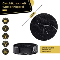 Swissl Leren Onderzetters - Marmer Onderzetters Voor Glazen - Kunstleren Onderleggers Met Houder - Glasonderzetters - Coasters – Zwart - Rond 14 Swissl Leren Onderzetters - Marmer Onderzetters Voor Glazen - Kunstleren Onderleggers Met Houder - Glasonderzetters - Coasters – Zwart - Rond -Skimask 1200x1200 4643