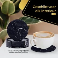 Swissl Leren Onderzetters - Marmer Onderzetters Voor Glazen - Kunstleren Onderleggers Met Houder - Glasonderzetters - Coasters – Zwart - Rond 16 Swissl Leren Onderzetters - Marmer Onderzetters Voor Glazen - Kunstleren Onderleggers Met Houder - Glasonderzetters - Coasters – Zwart - Rond -Skimask 1200x1200 4645