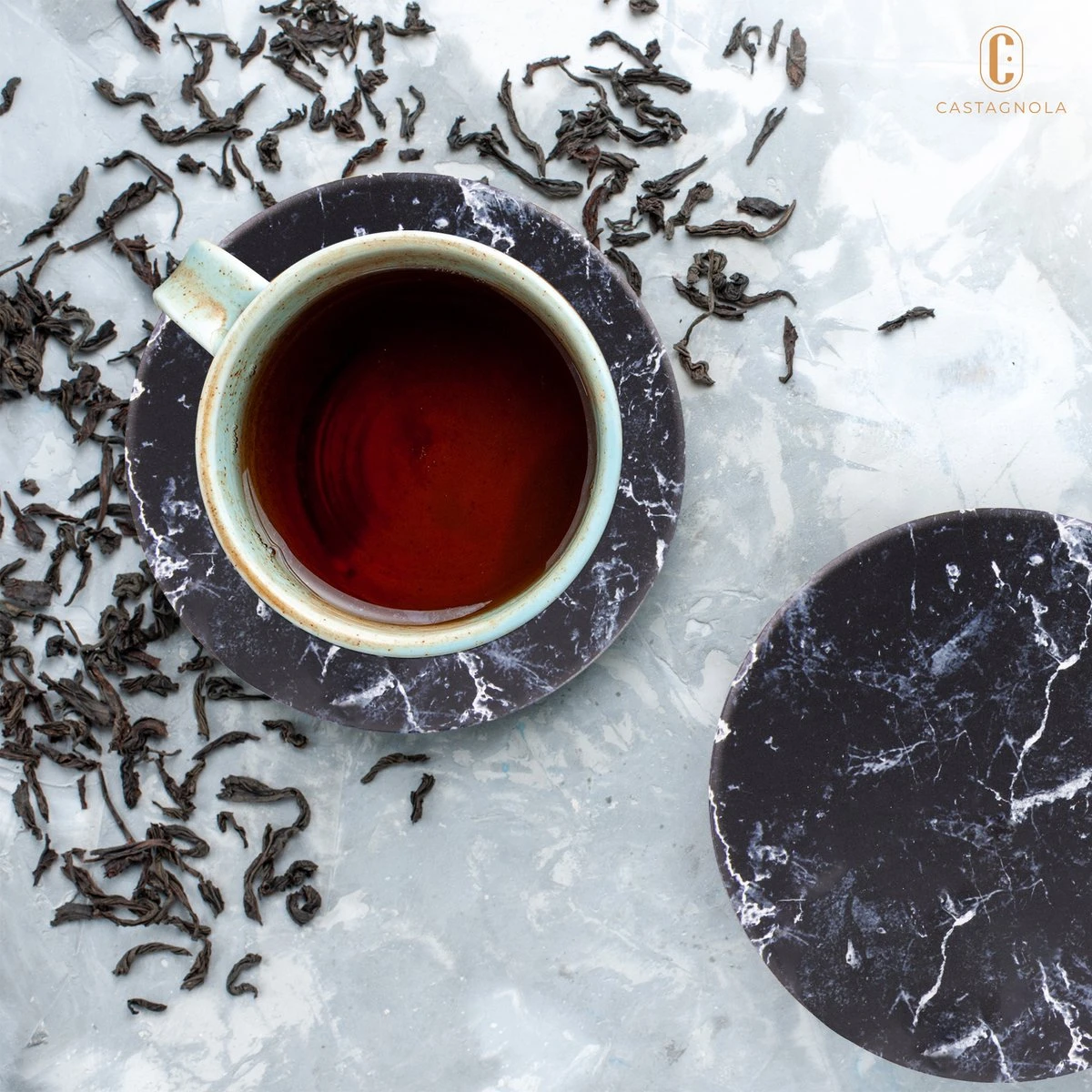 Castagnola Keramische Onderzetters Met Houder – Onderzetters Voor Glazen – Onderzetters Design – Onderzettersset – Drink Onderzetters – Keramisch – Kurk – Set Van 6 – Grijs/Zwart 8 Castagnola Keramische Onderzetters Met Houder – Onderzetters Voor Glazen – Onderzetters Design – Onderzettersset – Drink Onderzetters – Keramisch – Kurk – Set Van 6 – Grijs/Zwart - Afbeelding 6