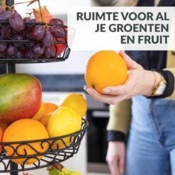 Chefarone Fruit Etagère 3 Laags - Fruitmand Metaal - Fruitschaal - Groentemand - Opberger - Zwart -Skimask 1200x1200 4692