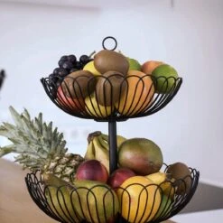 Chefarone Fruit Etagère 2 Laags - Fruitmand Metaal - Fruitschaal - Groentemand - Opberger - Zwart -Skimask 1200x1200 4704