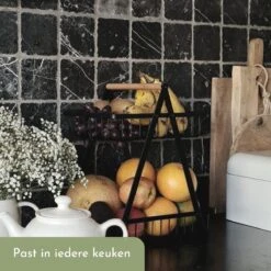 Clear Living - Fruitschaal Large - Fruitmand - Fruitschaal Zwart - Fruitschaal Metaal - Fruitschaal 2 Lagen - Zwart - Large -Skimask 1200x1200 4725