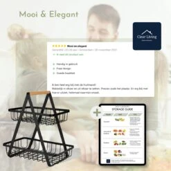 Clear Living - Fruitschaal Large - Fruitmand - Fruitschaal Zwart - Fruitschaal Metaal - Fruitschaal 2 Lagen - Zwart - Large -Skimask 1200x1200 4728