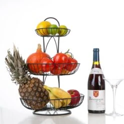 YNONA Fruitschaal - 3 Laags - Zwart - Fruitmand - Fruitmand Metaal - Etagère - Decoratie Schaal -Skimask 1200x1200 4729
