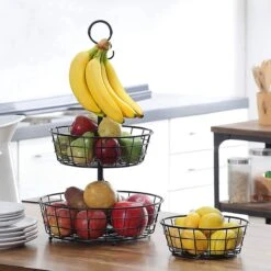 Fruitmand – Etagere 3 Laags – Fruitschaal – Fruitmand Zwart – Fruit Opbergmand – Aanrecht Organiser – Zwart -Skimask 1200x1200 4734