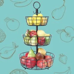 Fruitmand – Etagere 3 Laags – Fruitschaal – Fruitmand Zwart – Fruit Opbergmand – Aanrecht Organiser – Zwart -Skimask 1200x1200 4736