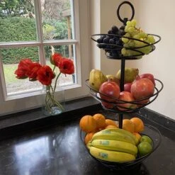 Chefs Cuisine Fruitmand - Fruit Mand - Fruit Etagère - Fruitmand 3 Lagen – Fruitschaal - Fruitmand 2 Lagen - Aanrecht Organiser - Zwart Roestvrij Staal - Geschenkset – Geschenkset Vrouwen – Kerstcadeau – Kerstcadeau Vrouwen -Skimask 1200x1200 4754