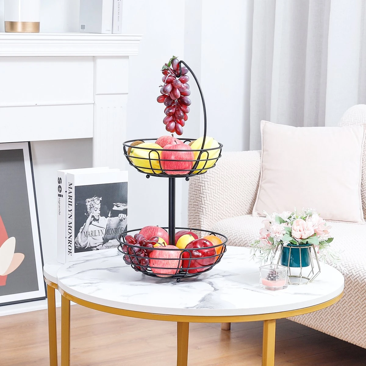 Sens Design Fruitmand Met Houder – Fruitschaal 2 Lagen – Zwart Metaal 5 Sens Design Fruitmand Met Houder – Fruitschaal 2 Lagen – Zwart Metaal - Afbeelding 3