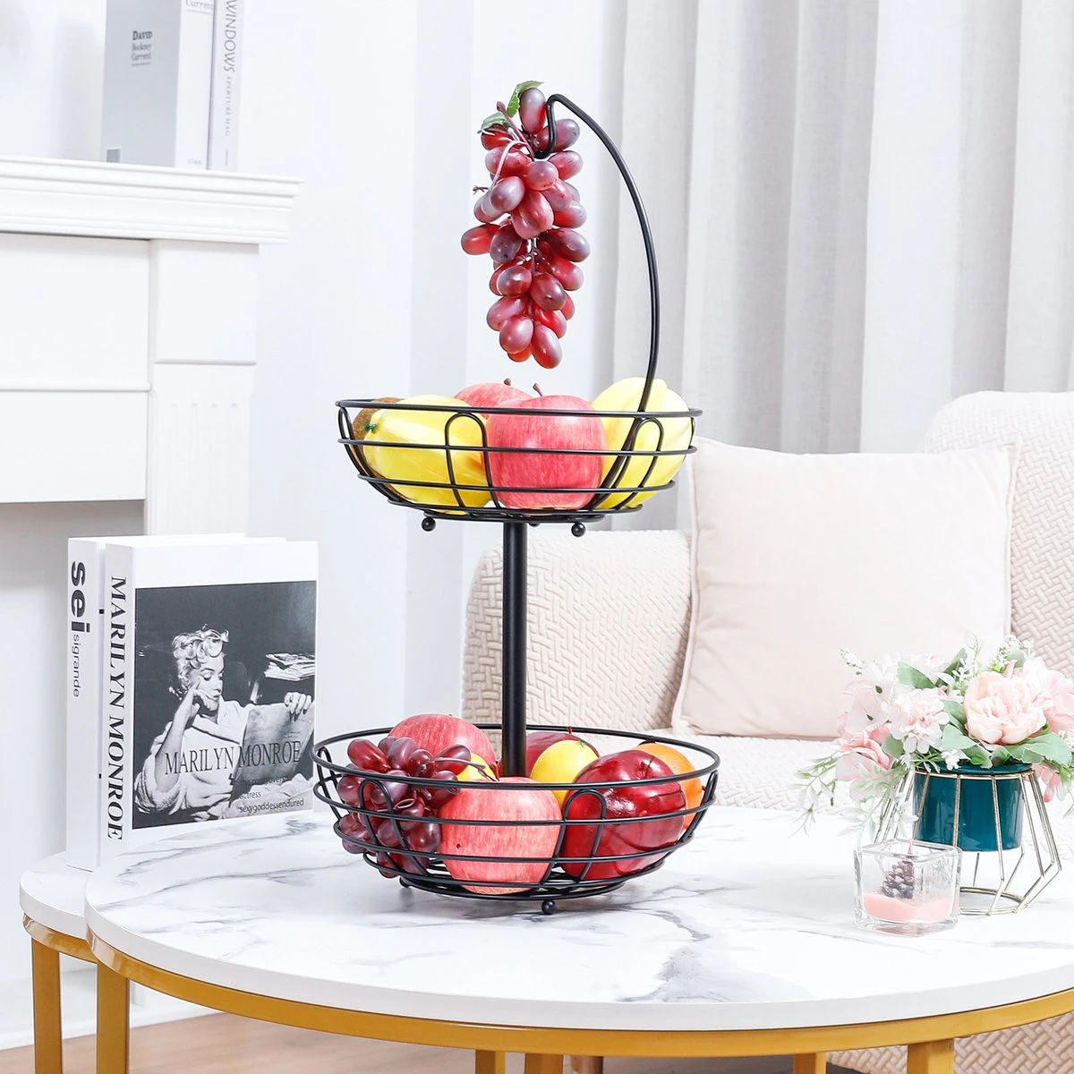 Sens Design Fruitmand Met Houder – Fruitschaal 2 Lagen – Zwart Metaal 6 Sens Design Fruitmand Met Houder – Fruitschaal 2 Lagen – Zwart Metaal - Afbeelding 4