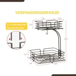 SensaHome - Fruitmand Met Bananenhouder - Vierkant 2-Laags Zwart - Fruitschaal - Etagere - Metaal - Industrial - Modern -Skimask 1200x1200 4772