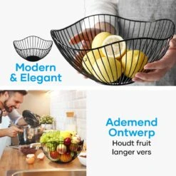 MATTI® - Fruitschaal - Fruitmand - Keuken Accessoires - Trendy Keuken Organizer - Zwart Metaal -Skimask 1200x1200 4785