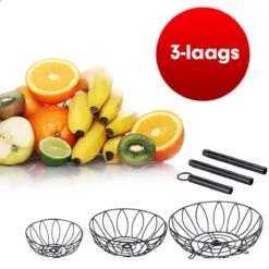 Fruit Monkey - Fruitschaal - Metaal - Zwart - 3 Lagen - Fruitmand -Skimask 1200x1200 4791